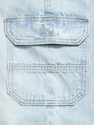 Pull-On Low-Rise Super Baggy Wide-Leg Cargo Jeans for Girls.