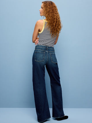 Mid-Rise Twisted-Seam Flare Jeans.