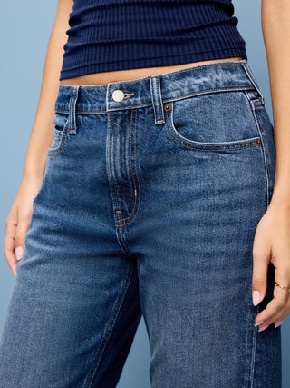 Mid-Rise Twisted-Seam Flare Jeans.