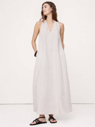 Vestido Largo Cuello Halter de Lino