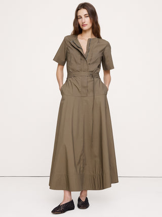 Vestido Camisero Manga Corta de Algodón