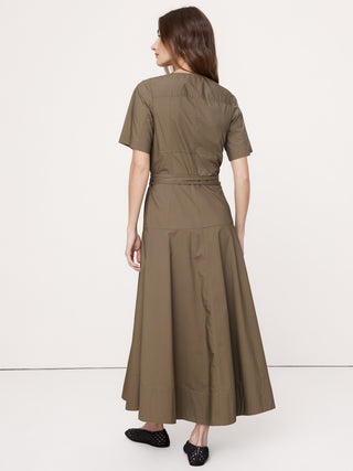 Vestido Camisero Manga Corta de Algodón