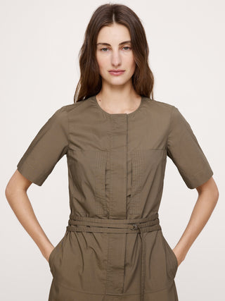Vestido Camisero Manga Corta de Algodón
