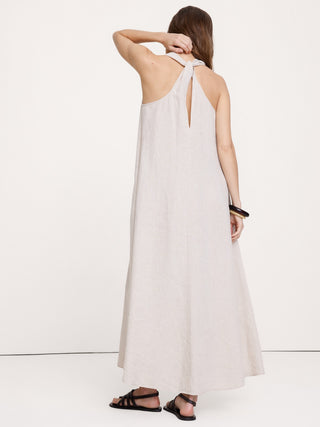 Vestido Largo Cuello Halter de Lino