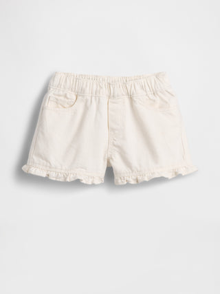 Shorts vaqueros sin cordones con volantes para bebés y niños pequeños.