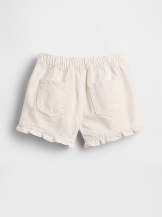 Shorts vaqueros sin cordones con volantes para bebés y niños pequeños.