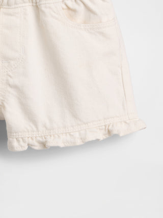 Shorts vaqueros sin cordones con volantes para bebés y niños pequeños.