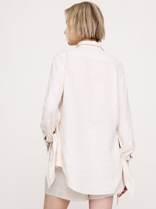 The Oversized Tie-Cuff Shirt in Linen.
