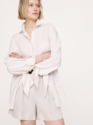 The Oversized Tie-Cuff Shirt in Linen.