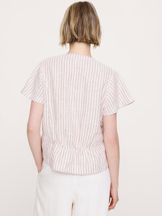 Linen Flutter-Sleeve Top.