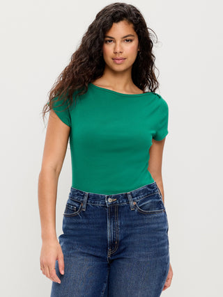 Camiseta Ajustada con Cuello Barco