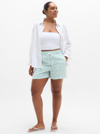 Linen Elastic Waist Shorts