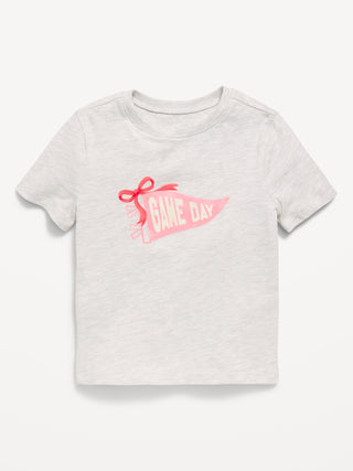 Camiseta gráfica de manga corta para niñas pequeñas.