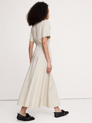 Vestido Camisero Manga Corta de Algodón