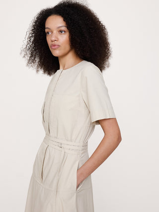 Vestido Camisero Manga Corta de Algodón
