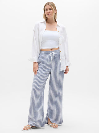 Pantalón Ancho Talle Alto de Lino