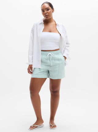 Linen Elastic Waist Shorts