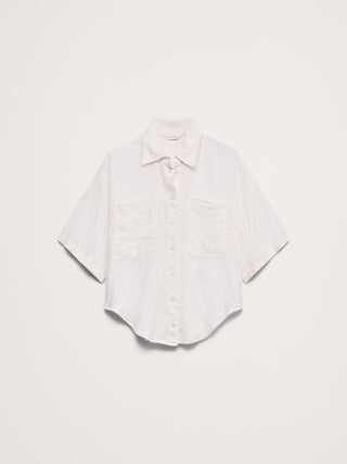 Camisa Manga Corta con Bolsillo de Lino