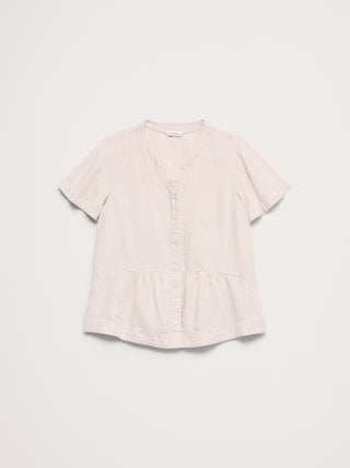 Linen Flutter-Sleeve Top.