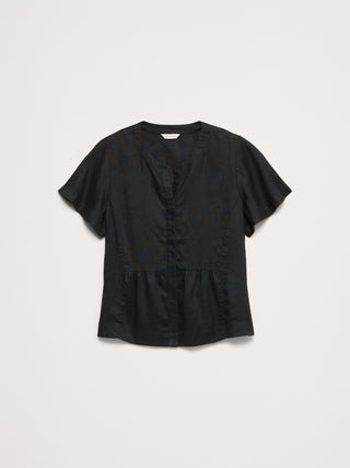 Linen Flutter-Sleeve Top.
