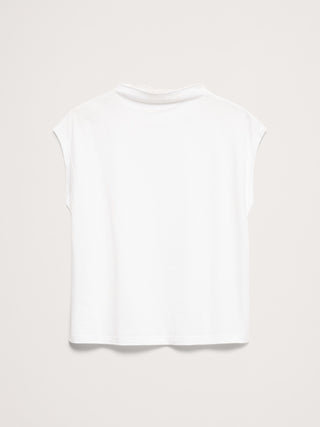 Top de algodón sedoso con cuello simulado.