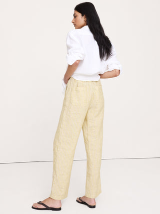 High-Waisted Straight-Leg Trousers with Elastic Waist