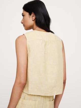 Camiseta sin mangas de lino con doble lazo.