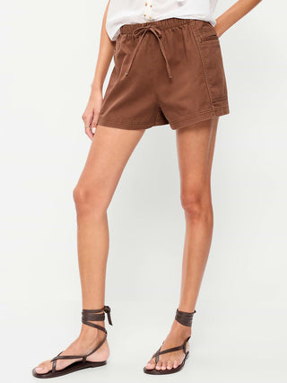 Short Talle Medio Cintura Elástica de Algodón