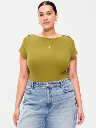 Camiseta Ajustada con Cuello Barco