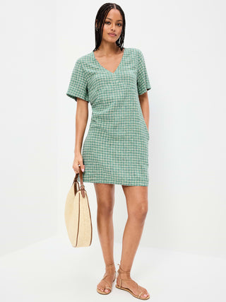 Vestido Manga Corta Cuello V Estampado, Mujer