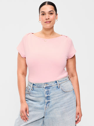 Camiseta Ajustada con Cuello Barco