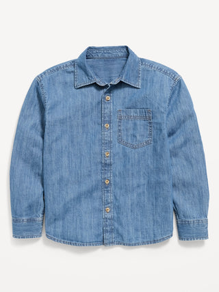Oversized Long-Sleeve Denim Shirt for Boys.