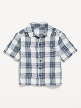 Camisa de algodón de doble tejido de manga corta para niños pequeños.