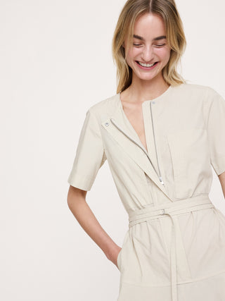 Vestido Camisero Manga Corta de Algodón