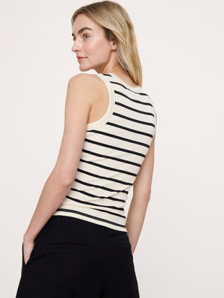 Camiseta sin mangas Henley de canalé.