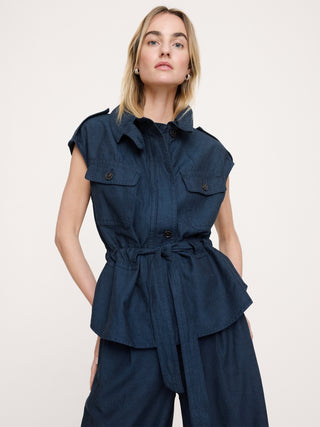 Chaleco utilitario TENCEL™ de algodón y lino.