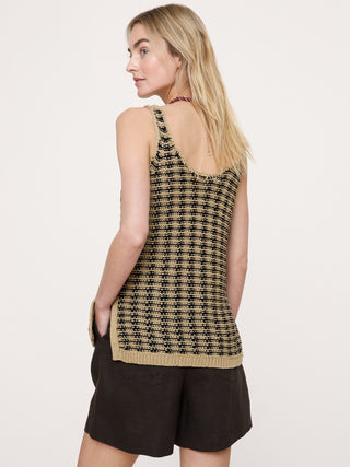 Túnica estilo suéter con cuello redondo de algodón costero.