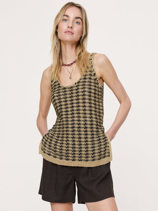 Túnica estilo suéter con cuello redondo de algodón costero.