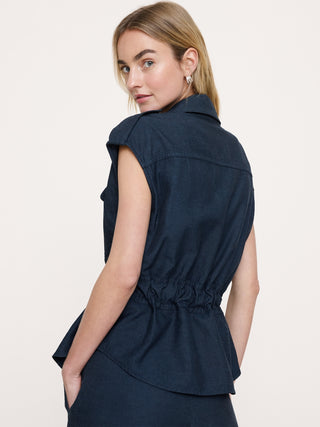 Chaleco utilitario TENCEL™ de algodón y lino.