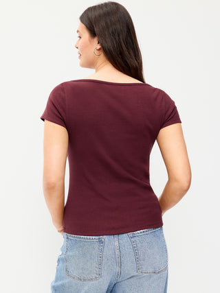 Camiseta Ajustada con Cuello Barco