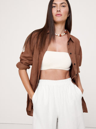 High-Rise Wide-Leg Linen Pull-On Ankle Pant.