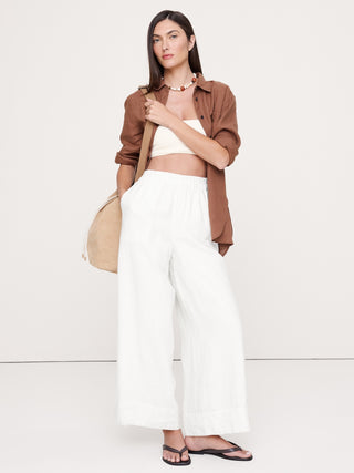 High-Rise Wide-Leg Linen Pull-On Ankle Pant.