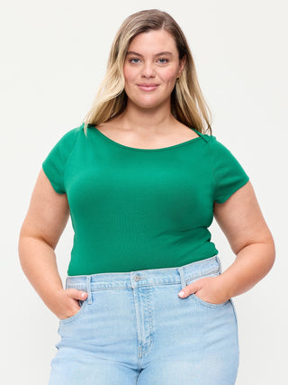 Camiseta Ajustada con Cuello Barco