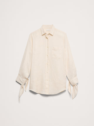 The Oversized Tie-Cuff Shirt in Linen.