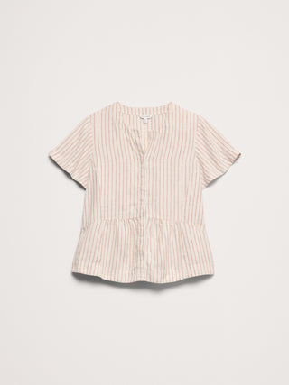 Linen Flutter-Sleeve Top.