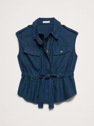 Chaleco utilitario TENCEL™ de algodón y lino.