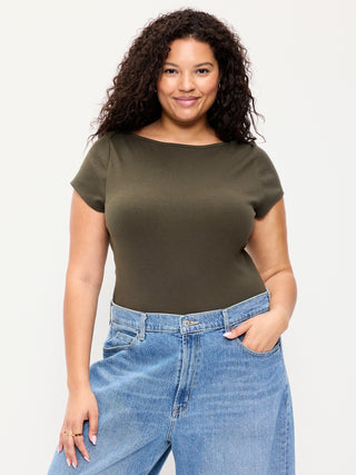Camiseta Ajustada con Cuello Barco