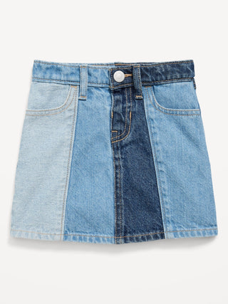 High-Waisted Pleated Jean Skirt for Toddler Girls.