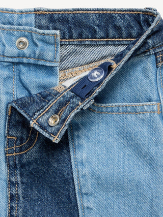 High-Waisted Pleated Jean Skirt for Toddler Girls.