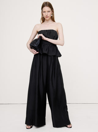 Pantalón palazzo de nailon TENCEL™ de pernera ancha y talle alto.